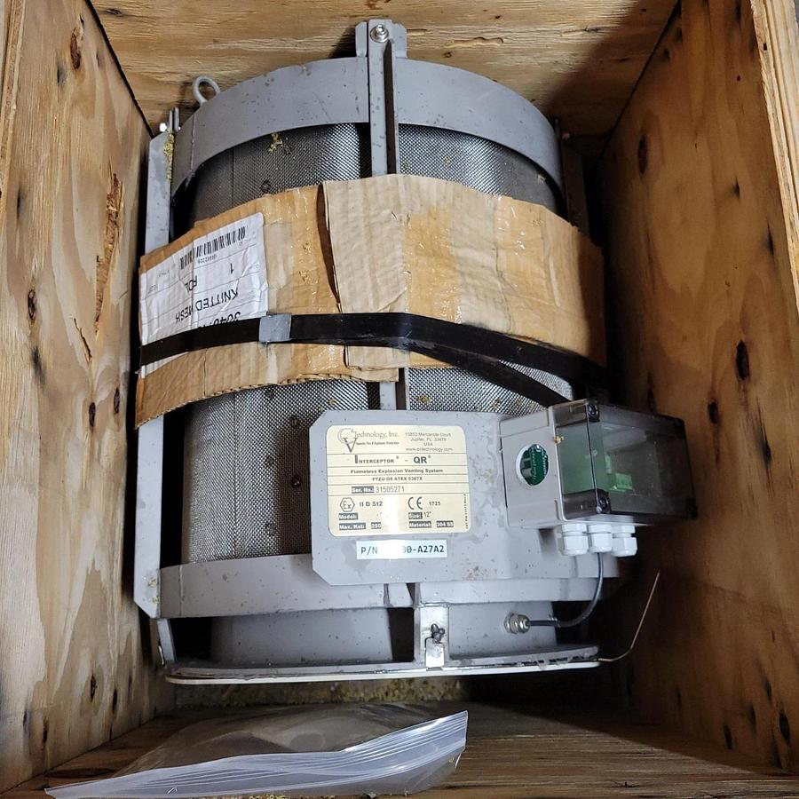 12" CV Technology Interceptor-QR stainless steel flame arrestor, explosion vent