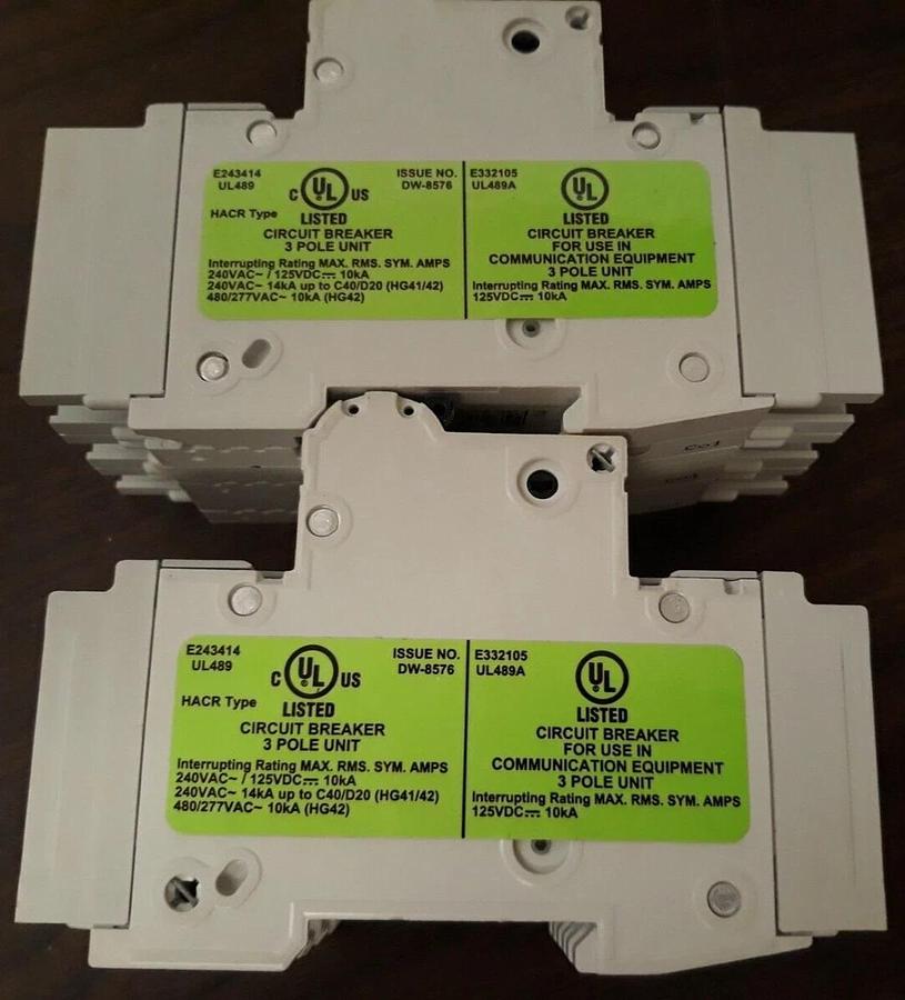 Used Lot of 2 Siemens 5SJ4310-7HG41 & 5SJ4301-7HG42 / 3-Pole Circuit Breaker