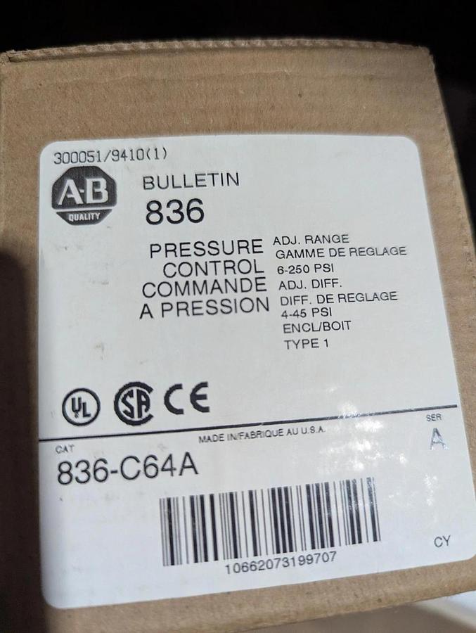 Allen bradley  836-C64A Presure Control Commande A Pression
