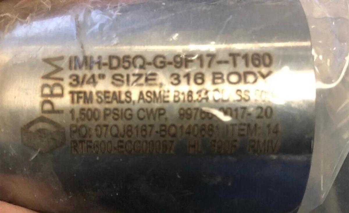 PBM  316 Stainless Steel 3/4" Ball Valve 1500 psi, threaded, 900 class, TFM seal