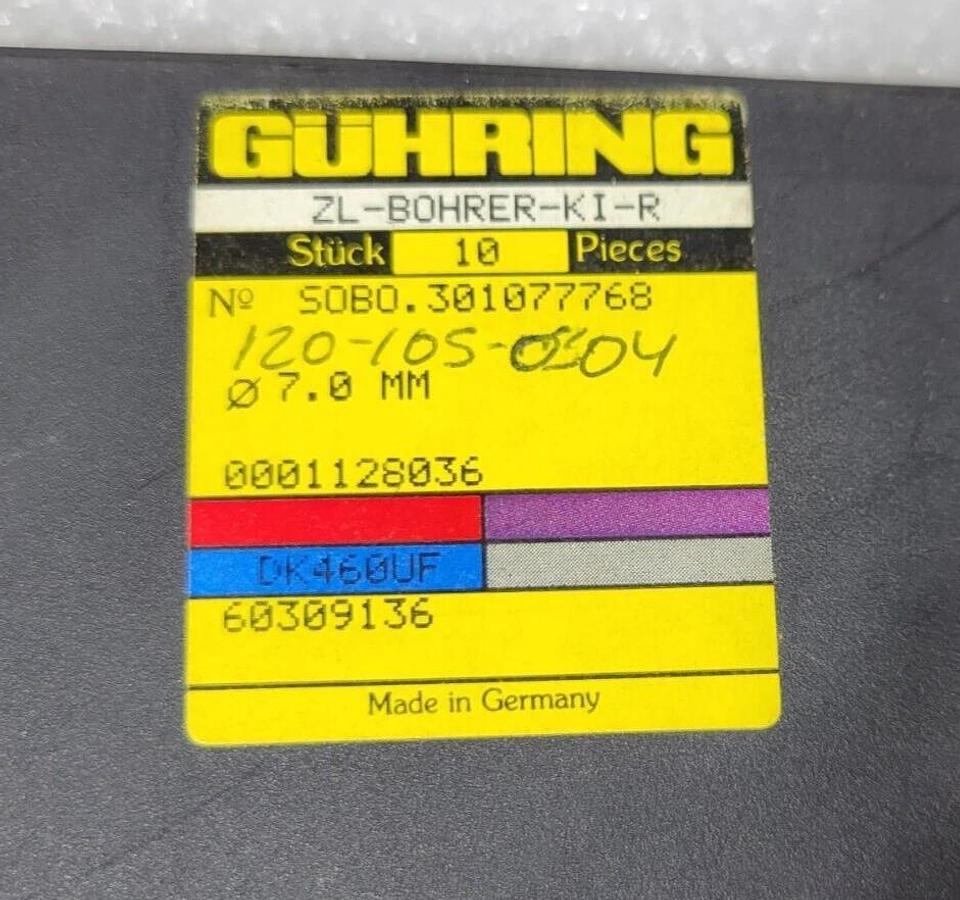 Guhring  Drill Carbide DK460UF Coolant  7mm ZL-Bohrer-KI-R *new*