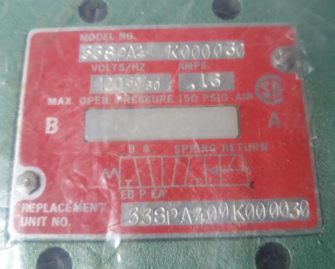 NUMATICS 33SPA400K000030 SOLENOID VALVE 110-120V  50/60HZ