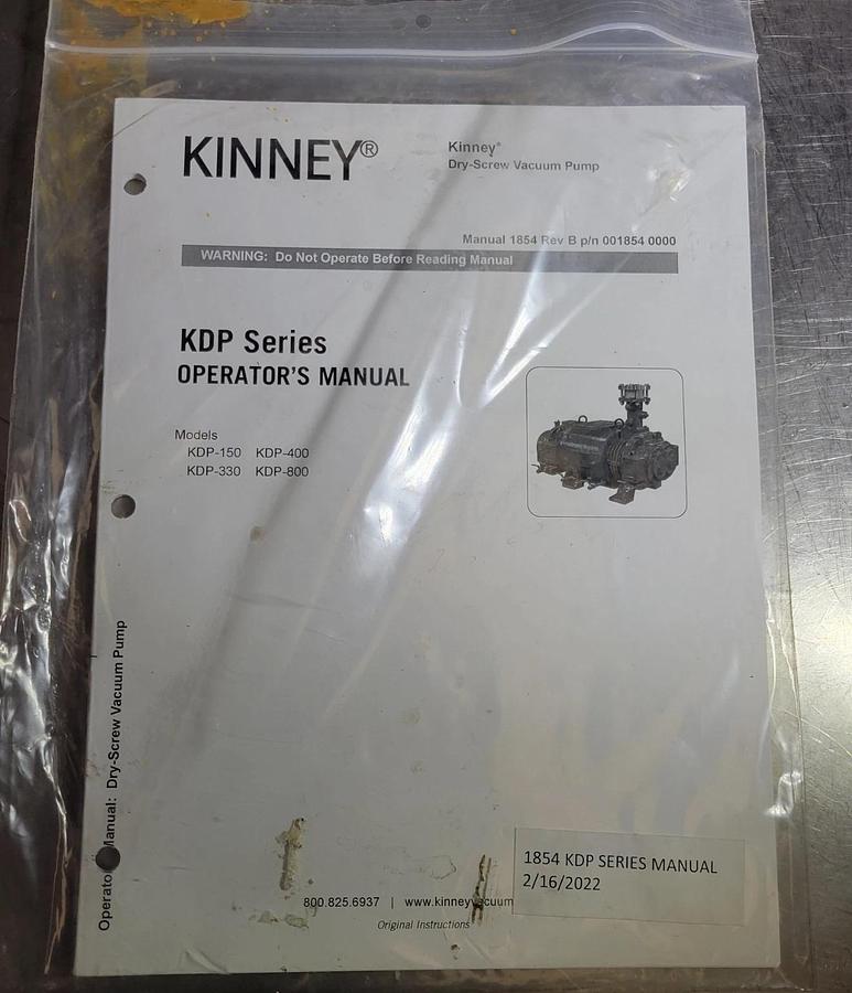 Used Tuthill Kinney KDP-330  Dry Screw Vacuum Pump  KDP330 15 hp