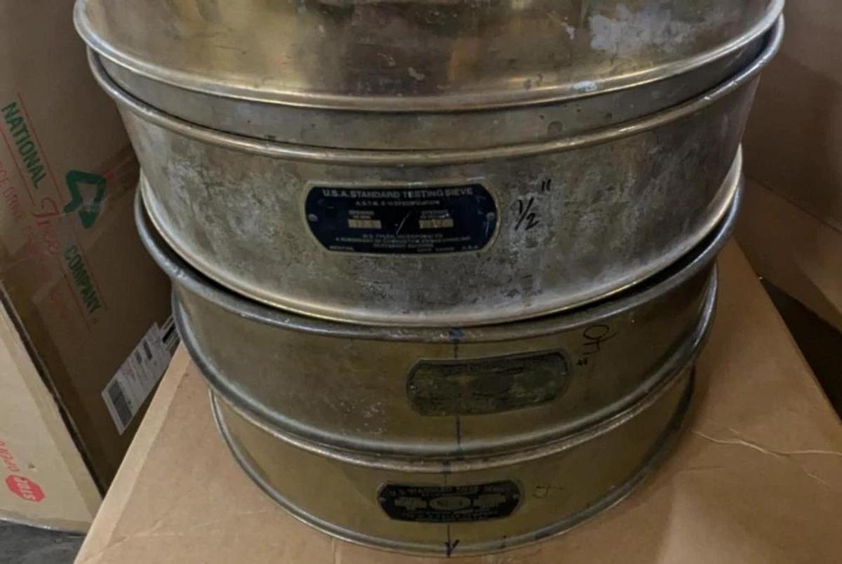 Used 18"  USA Standard Testing Sieve Brass, Size  No. 40, 20, 8, 7/16, 4,5/8, 1/4