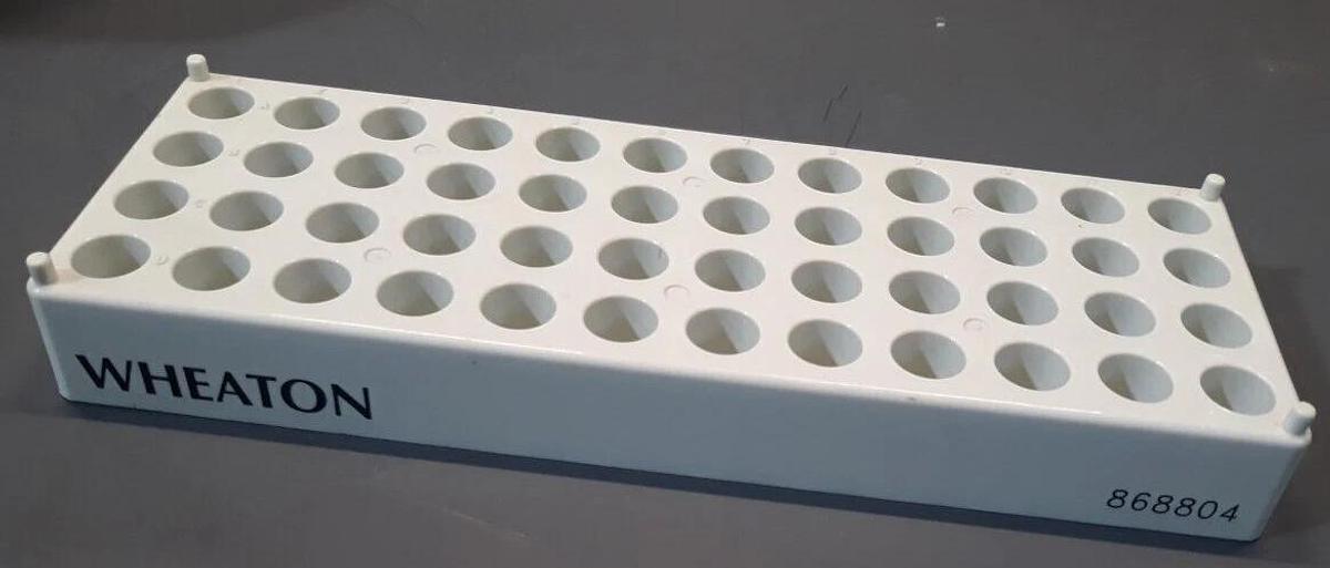 Used WHEATON® Polypropylene Vial Rack 868804, 48 Positions, 15.5 mm