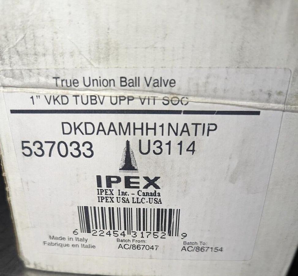 Used IPEX , DKDAAMHH1NATIP  537033 U3114  1"VKD TRUE UNION BALL VALVE