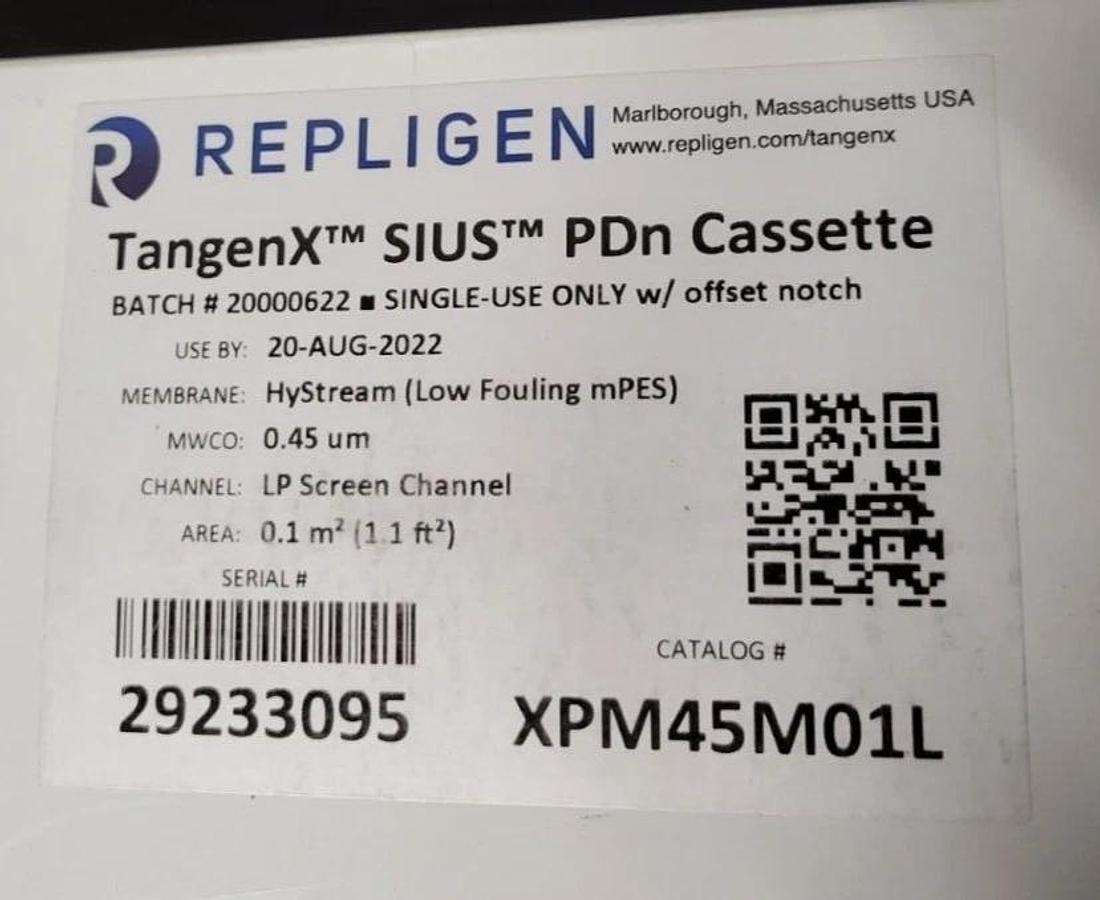 REPLIGEN TangenX  Process Sius PDn TFF Single Use  0.45um Cassette XPM45M01L