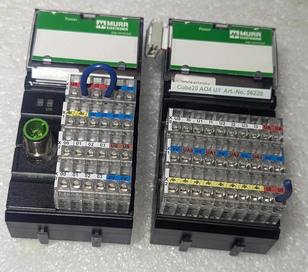 Used Murr Elektronik Cube20 BN67  DIO8  56450 &  Cube20 AO4 U/I  56220