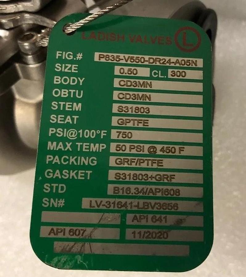 Ladish 1/2"  duplex stainless steel Ball Valve class 300 Flanged  P835-V550-DR24
