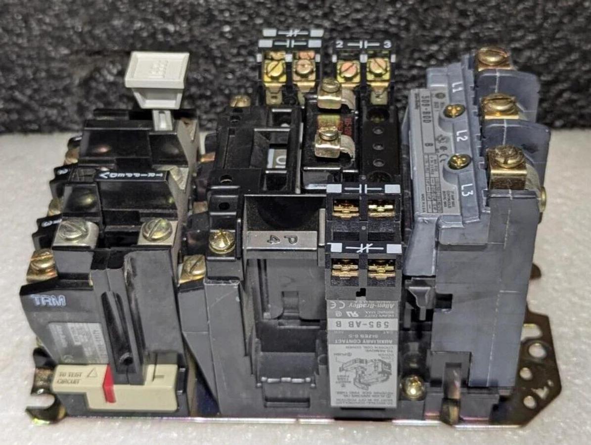 Size 1  Allen Bradley 509-BOD W/ 595-AB ,595-A , 42185-800-01 Auxiliary Contact