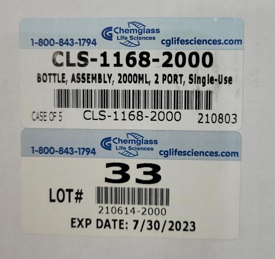 Chemglass Life Sciences CLS-1168-2000 Bottle 2000mL 2-Port Single-Use CASE OF 5