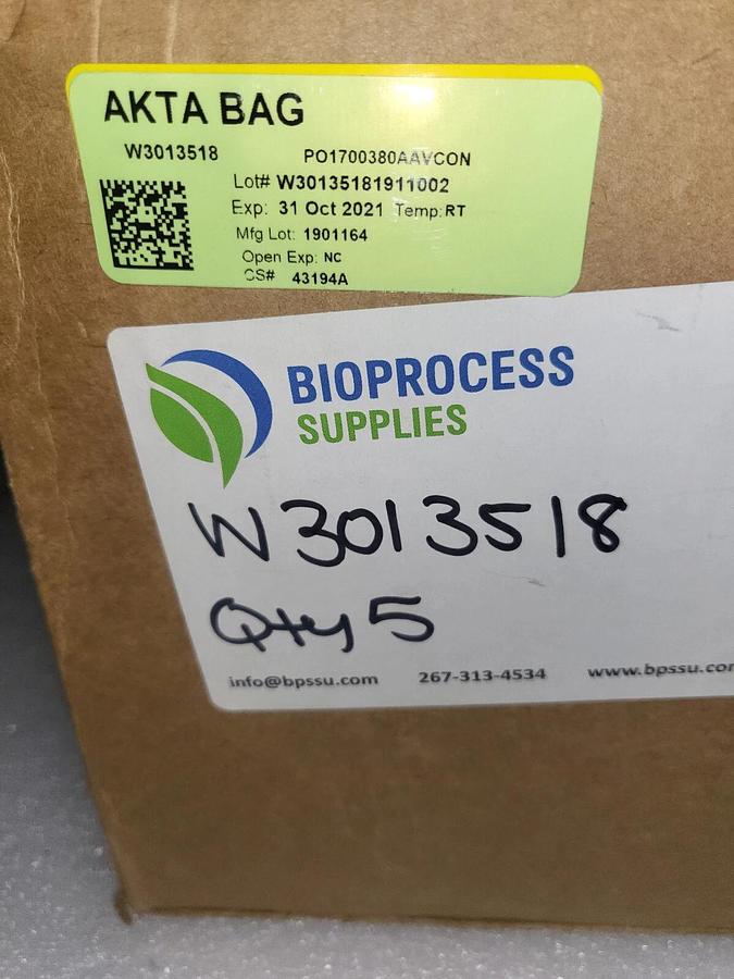 5 - AKTA 50L Bags, FLEXBIOSYS SINGLE USE DISPOSABLE BAGS, BOX of 5 (W3013518)