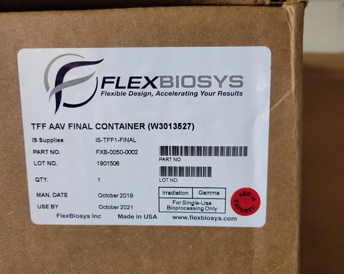 Repligen FlexBIOSYS 50L carboy, TFF AAV Final Container,  with connections