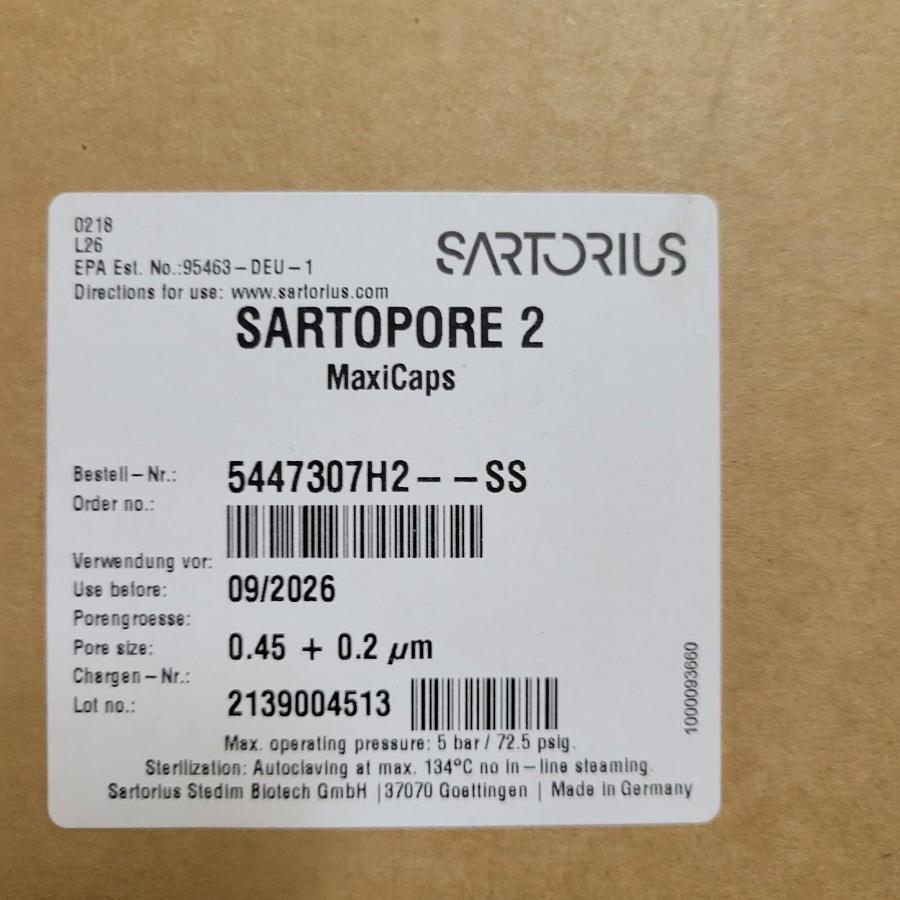 SARTORIUS Sartopore 2 Maxicaps 0.2µm Filter 20” Polyethersulfone 5447307H2--SS