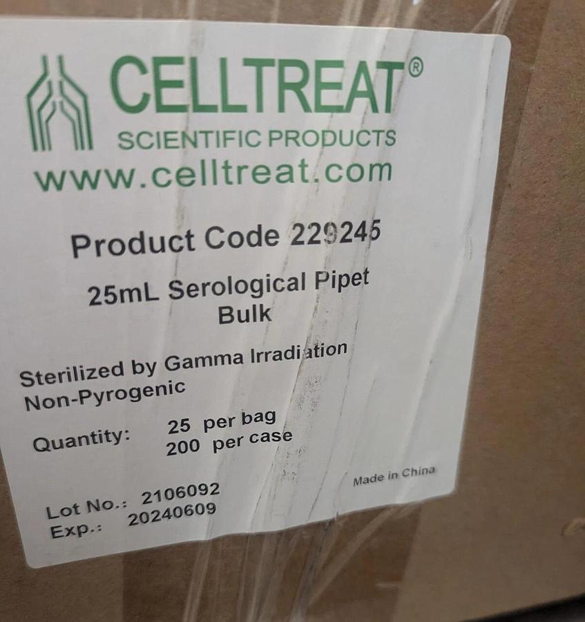 Celltreat Serological Pipets 25ml 229245 ( 25 Count) x 8  sealed  bags (200)