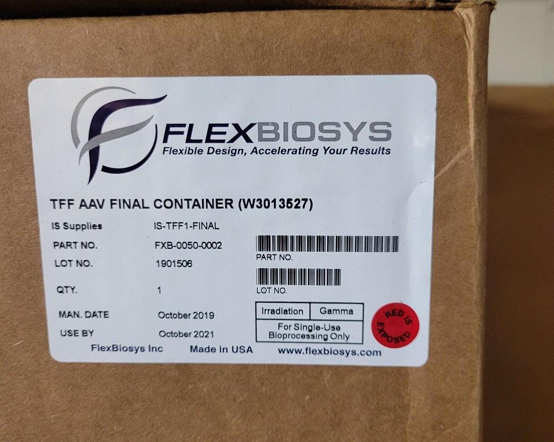 Repligen FlexBIOSYS 50L carboy, TFF AAV Final Container,  with connections