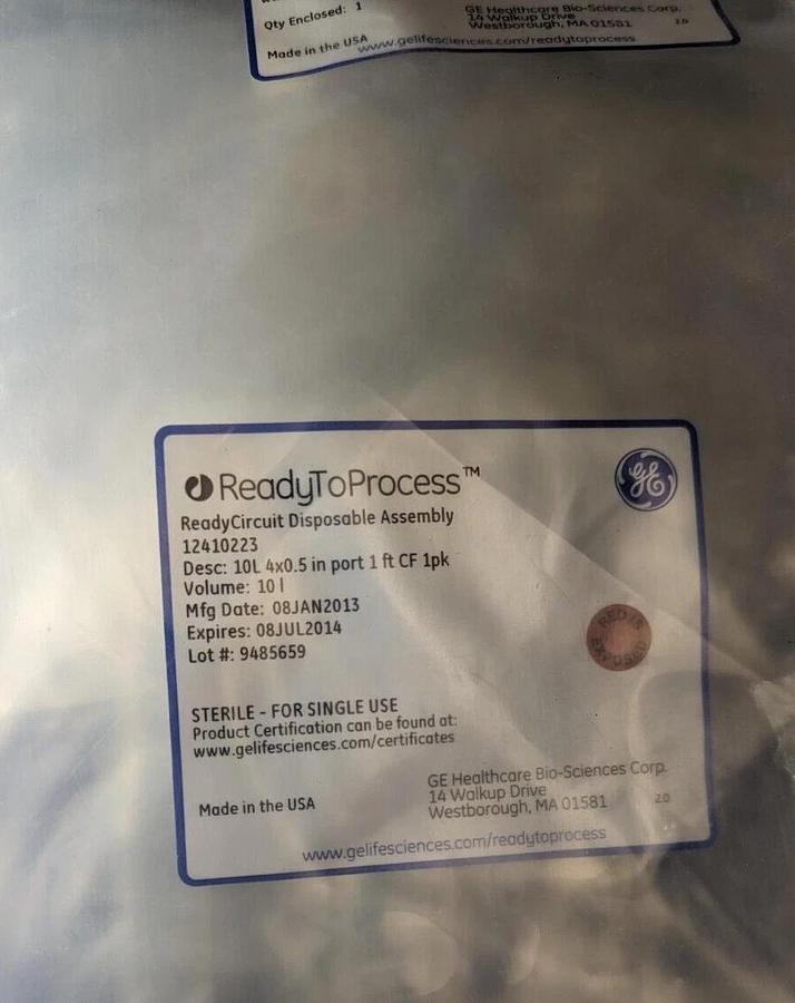 GE 12410223 ReadyCircuit Disposable Assembly 10L 4x0.5 in port 1ft CF 1pk