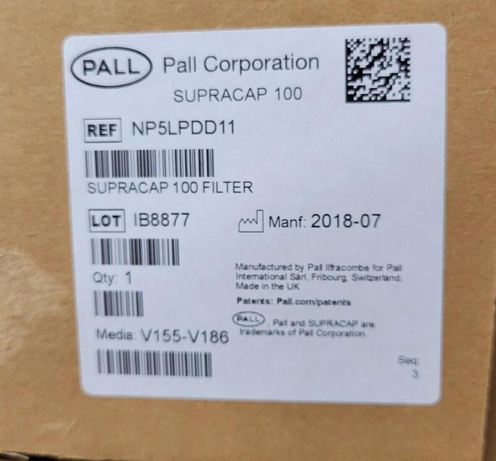 PALL NP5LPDD11 Supracap 100 5 inch, PDD1 media Filter   1½ in. sanitary flange