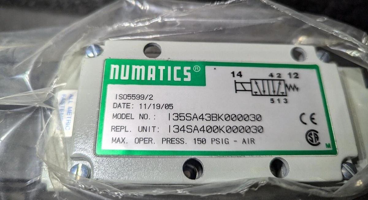 Numatics I35SA43AK000030  Air Valve Directional Control 150PSIG