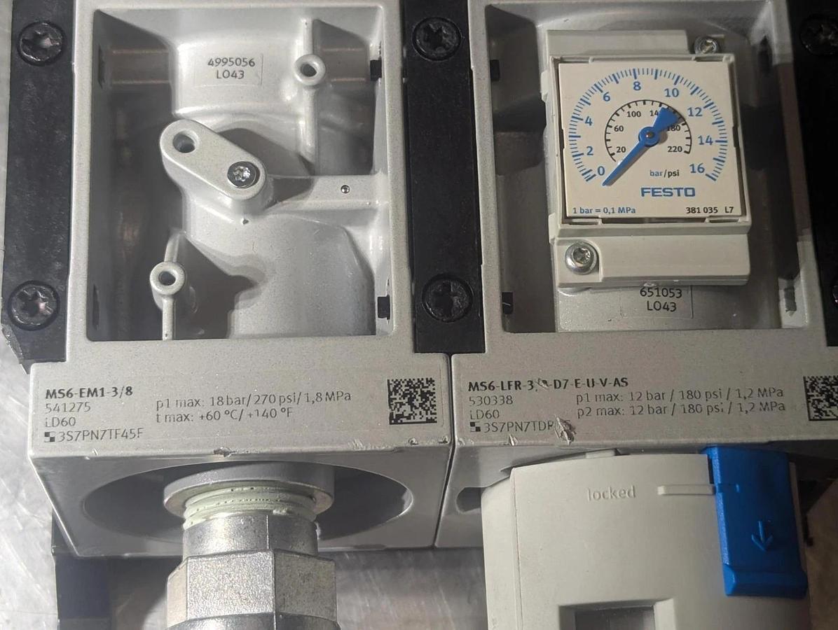 Used Festo MS6-LFR3/8-D7-E-U-V-AS Filter Regulator , MS6-EM1-3/8 541275 valve