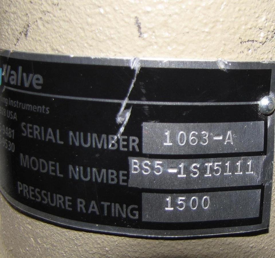 Burling Stainless Steel BS5 regulating Valve 1/2"  1500 psi  *NEW* BS5-1SI5111