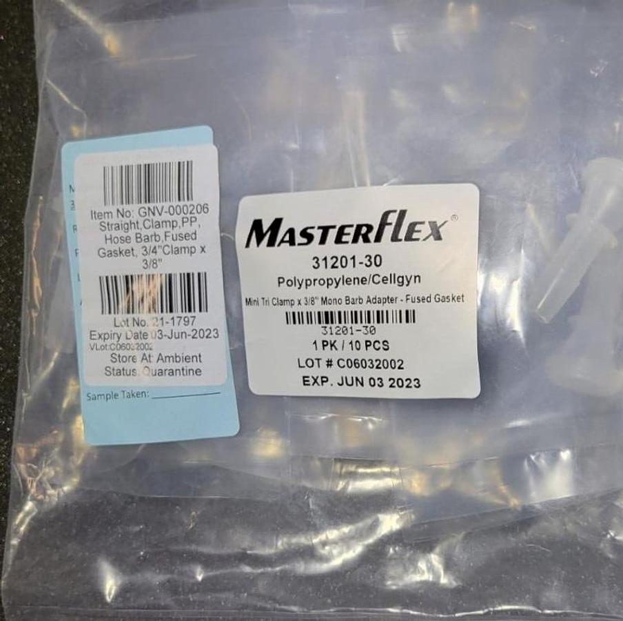Cole-Parmer EW-31201-30 Masterflex Fitting, Polypropylene, Straight, Sanitary to