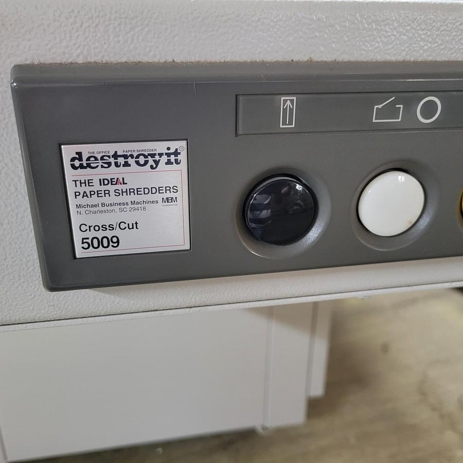 Used 5009-2 MBM Ideal DestroyiT CrossCut 5009 High Capacity Paper Shredder 220V 3PH