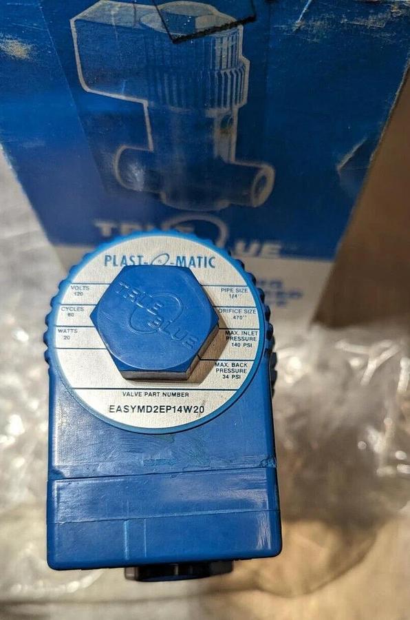 Plast-O-Matic True Blue  EASYMD2EP14W20-PV Solenoid  Valve pipe size 1/4"