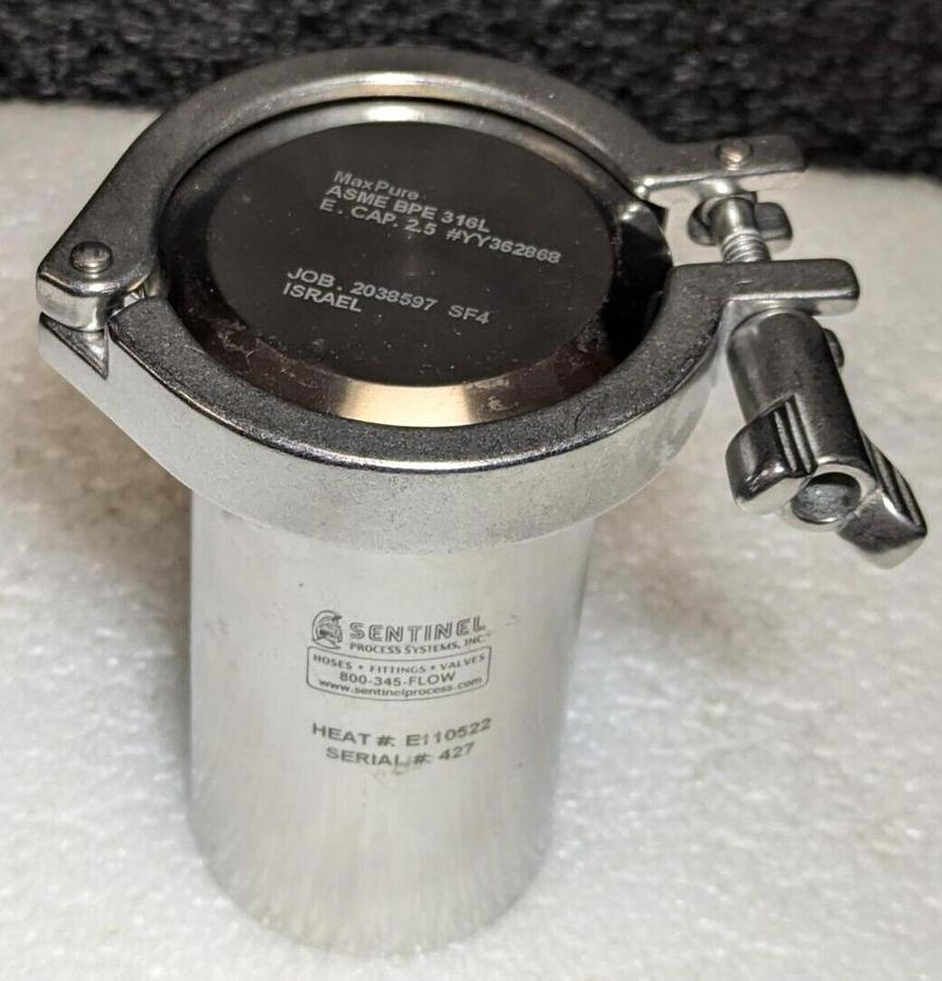 Used Sentinel Process Bottles 316L stainless steel 275 ml,  Tri-Clamp fittings