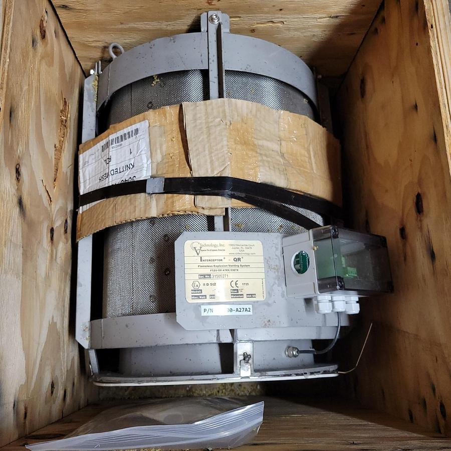 12" CV Technology Interceptor-QR stainless steel flame arrestor, explosion vent