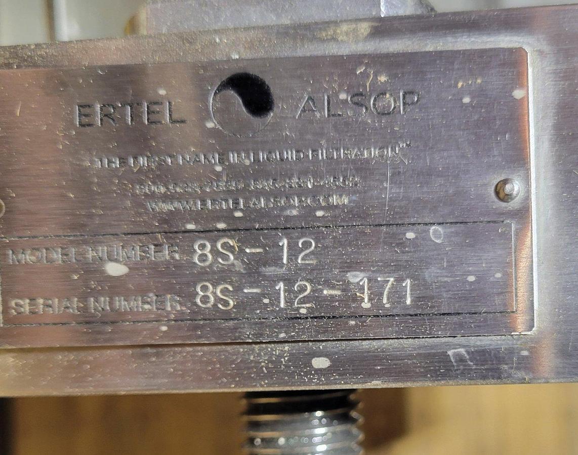 Used Used ErtelAlsop 8S-12 Benchtop Plate And Frame Filter 8" Sq, 3/4" Tri-Clamp