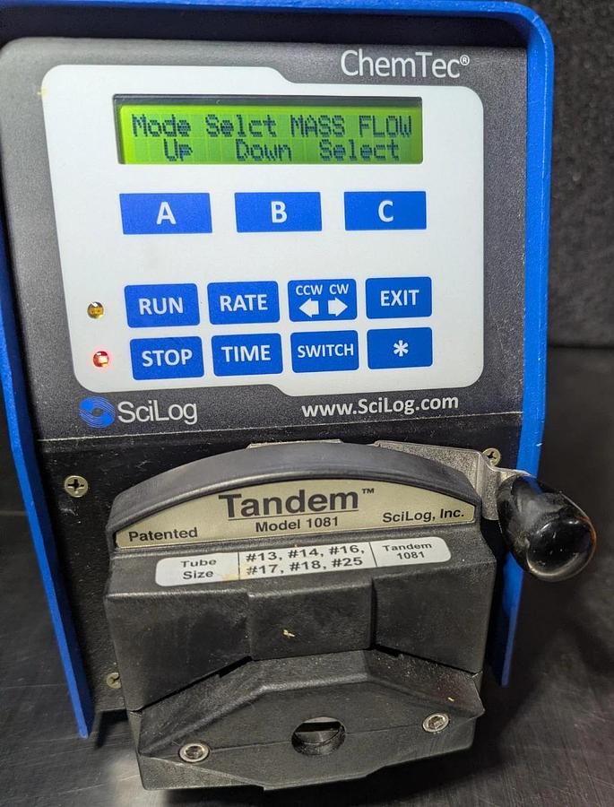 Used SciLog ChemTec C-0008-T Peristaltic Pump with Tandem head pump Model 1081