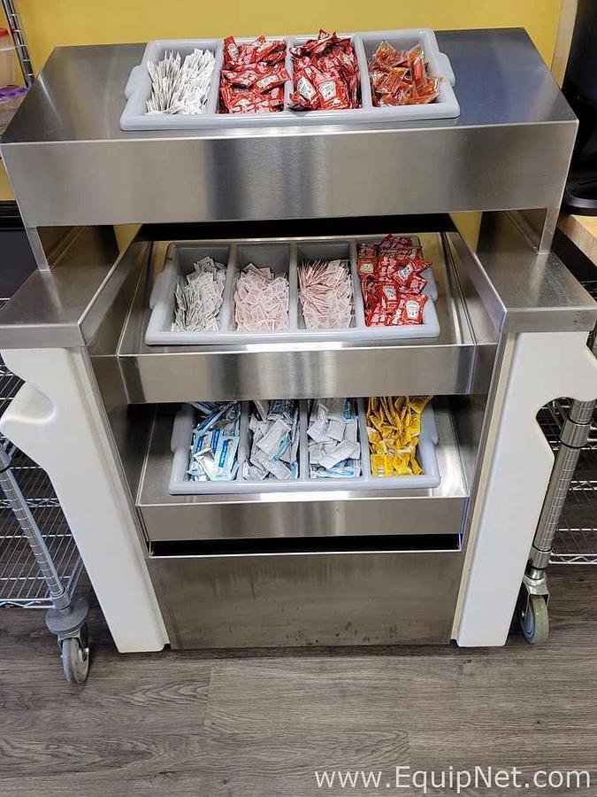 Used GalleyLine®  Matelock Condiment Cart with 12 Compartments, white 9440W/MH