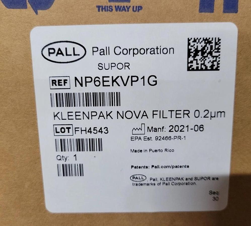Pall Corporation Kleenpak Nova Capsule Filter 0.2 µm, Part No: NP6EKVP1G