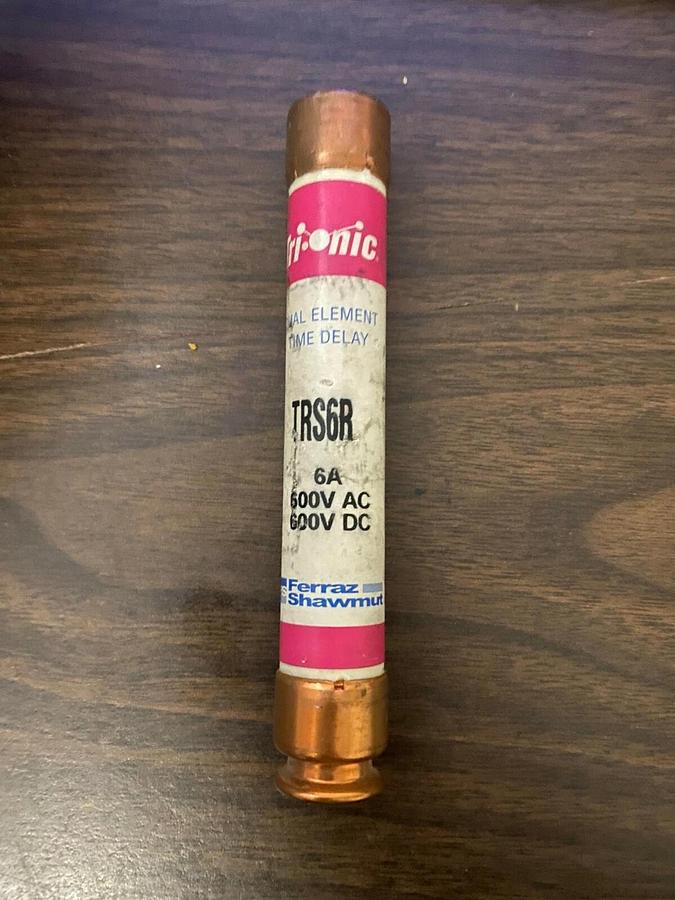 Used Trionic TRS6R Dual Element Time Delay Fuse 6A 600V