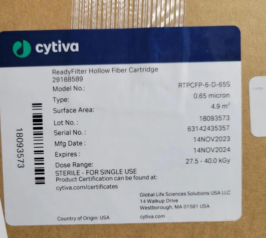 Cytiva  RTPCFP-6-D-65S ReadyFilter Hollow Fiber Cartridge, 0.65 µm
