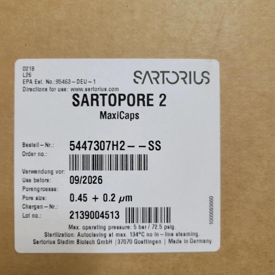 SARTORIUS Sartopore 2 Maxicaps 0.2µm Filter 20” Polyethersulfone 5447307H2--SS