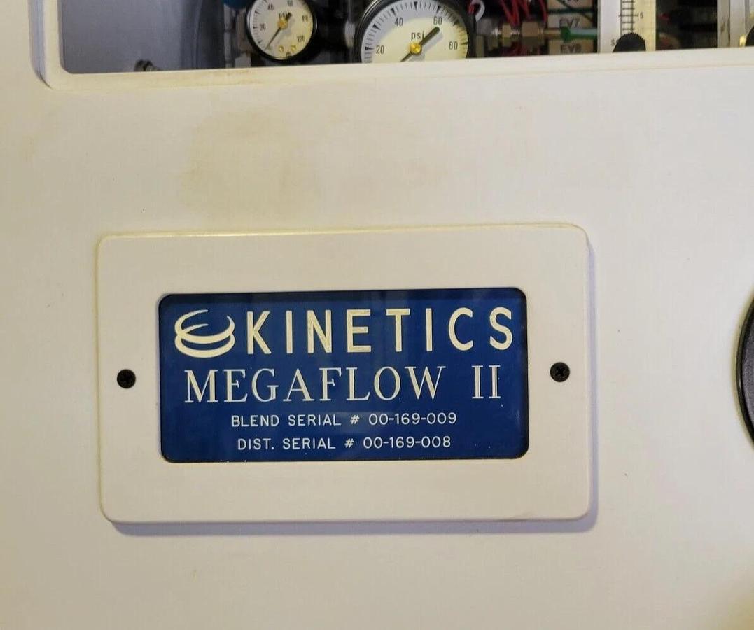 Used Kinetecs MEGAFLOW II chemical/corrosive mixing/delivery pump system 70 Gallon