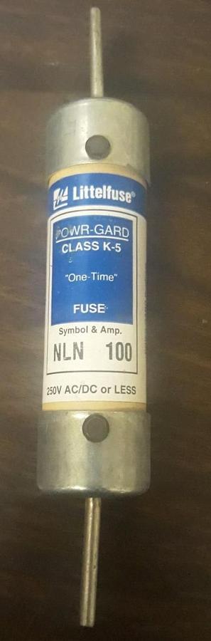 Used Littlefuse NLN 100 Powr-Gard One Time Fuse Class K5 100A 250V