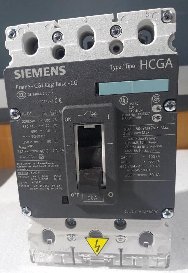 Used Siemens HCX3B090  Type HCGA  90A  3 pole Circuit Breaker