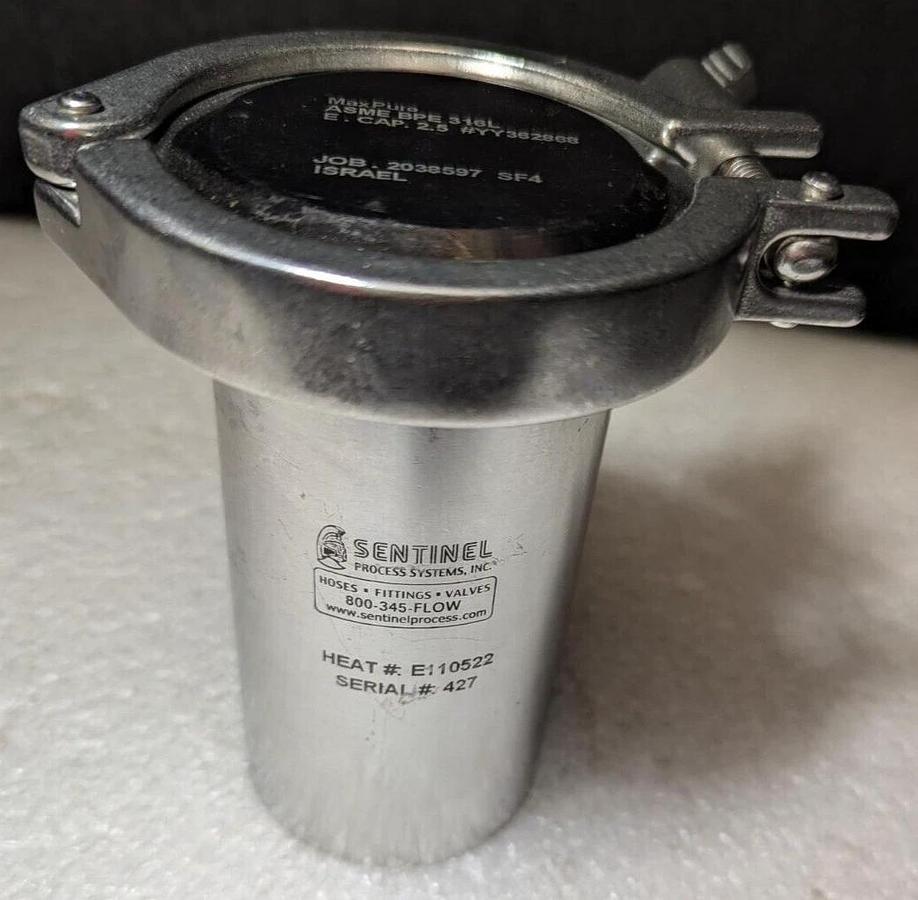 Used Sentinel Process Bottles 316L stainless steel 275 ml,  Tri-Clamp fittings