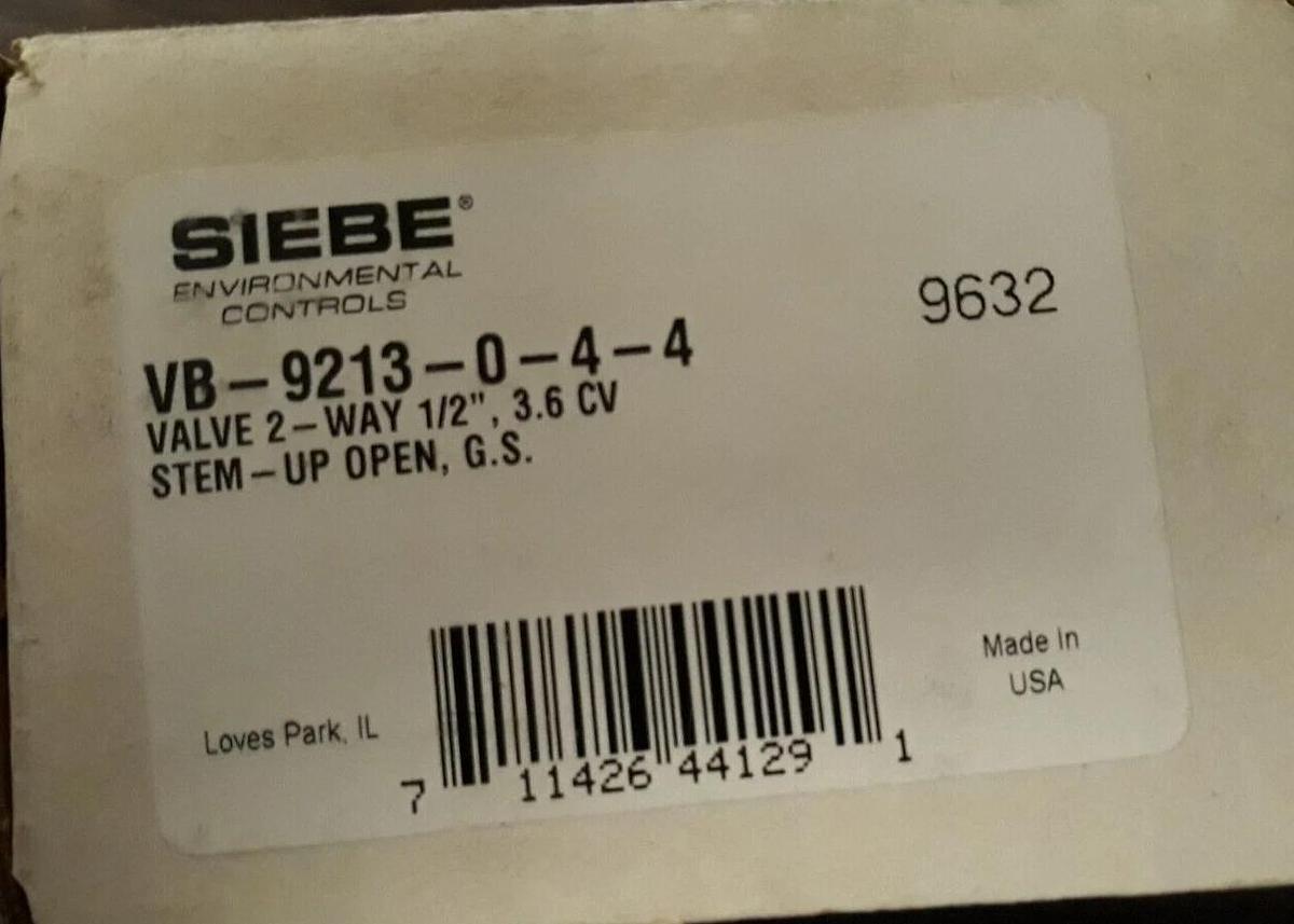 New-Siebe VB-9213-0-4-4 valve 2-way 1/2" 3.6 CV