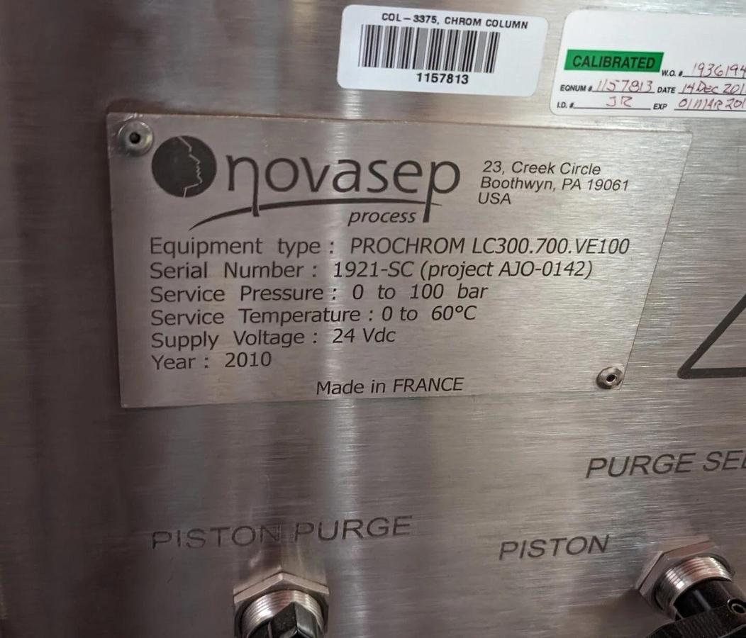 Used 2010 Novasep PROCHROM LC300 preparative HPLC column