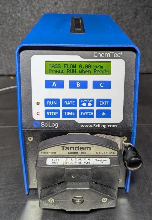 Used SciLog ChemTec C-0008-T Peristaltic Pump with Tandem head pump Model 1081