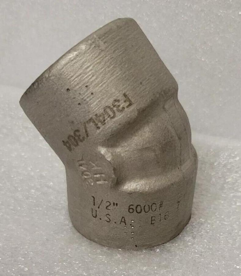 ASP  A182F  Stainless Steel 45 Degree Elbow  USA /B16  1/2" 6000#  304L/304