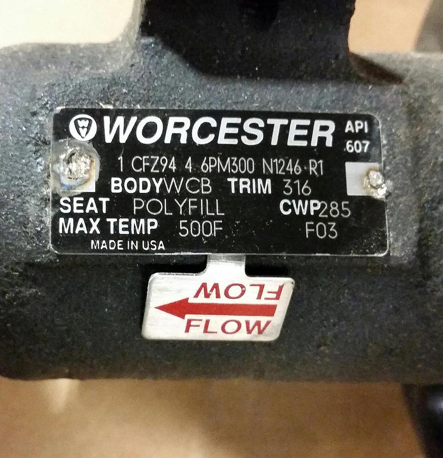 WORCESTER FZ94 1" Fire Rated One Piece BALL VALVE 1CFZ94-4-6PM300-N1246-R1