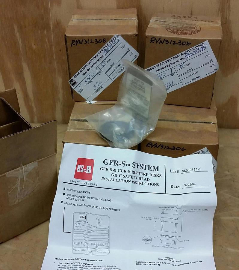 BS&B 1" GFR-S Rupture Disk 45 PSIG @ 72°F  316