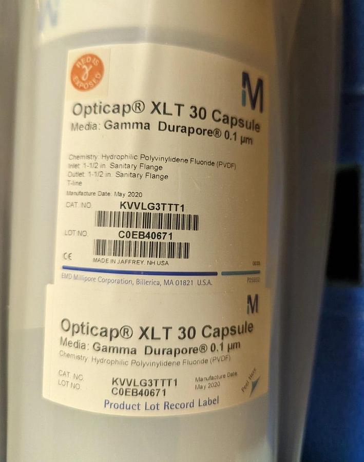 30" Millipore #KVVLG3TTT1 Opticap XLT 30 Capsule  Durapore 0.1 μm 1-1/2" Filter