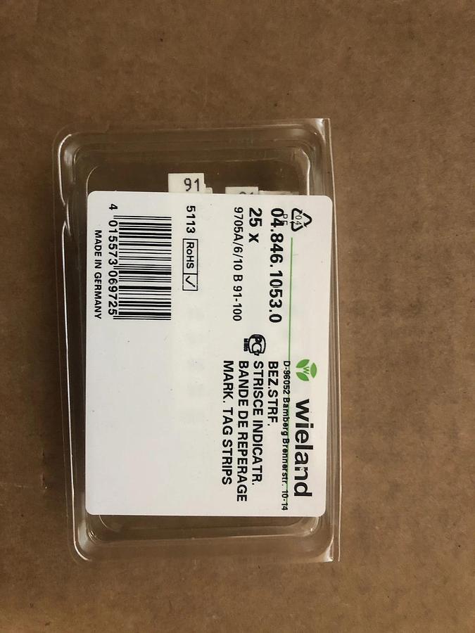 Used Wieland 04.856.1153.0 TERMINAL BLOCK MARKER, 1 TO 100, 6MM