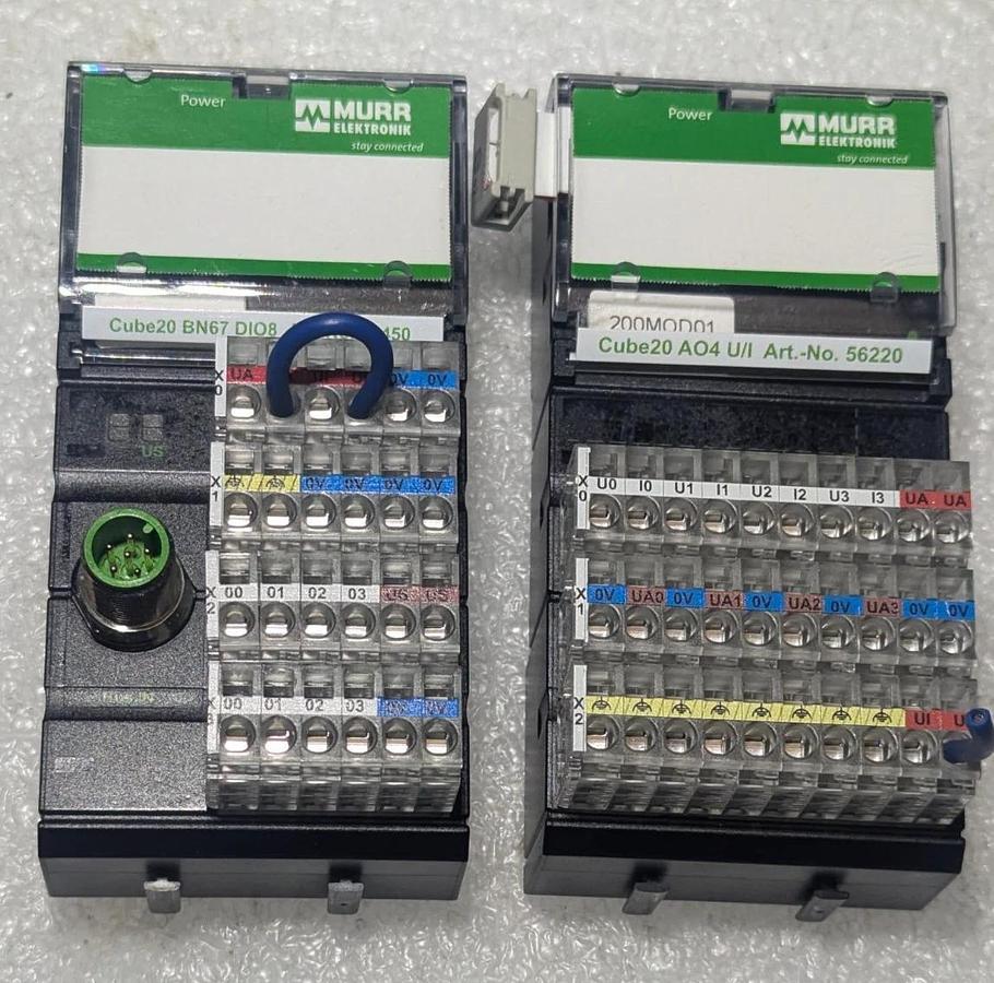 Used Murr Elektronik Cube20 BN67  DIO8  56450 &  Cube20 AO4 U/I  56220